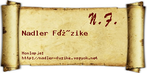 Nadler Füzike névjegykártya